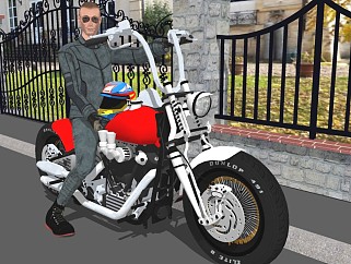 骑摩托车精细人物模型 (6)